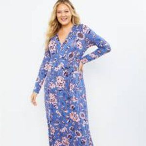 Floral Wrap Long Sleeve Maxi Maternity Dress